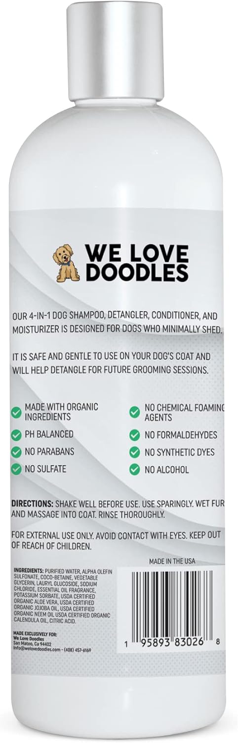 USDA Organic Dog Shampoo, Conditioner & Detangler, Best for Goldendoodles, Poodles, Sensitive Skin, 16OZ Lavender