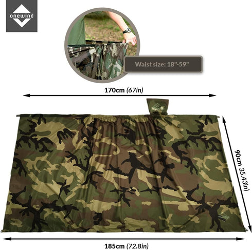 onewind Rain Skirt, Half Poncho Waterproof Ultralight Nylon Rain Kilt for Riding, Camping, Hiking
