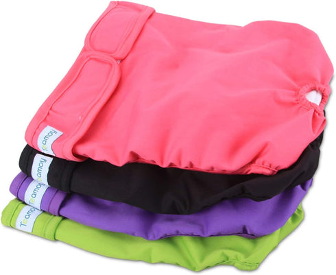Teamoy 4pcs Washable Female Dog Diapers, Reusable Doggie Diaper Wraps for Female