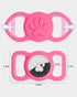 Dynmeow Airtag Dog Collar Holder, Stretchy Silicone Anti-Lost Holder for Dog and Cat Collars (HOT PINK)