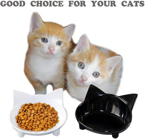 Cat Feeder - Melamine Cat Food Bowls, Set of 2, 8 oz, Non Slip, Dishwasher Safe, Modern Design