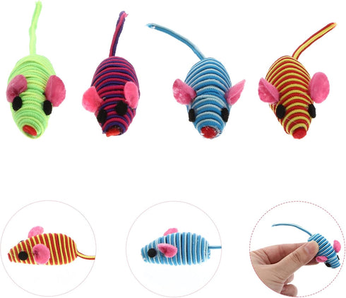 Totority Catnip Mice Cat Toy, Rubber Band Mouse with Elastic Rope for Cats, Realistic Teaser Playing Prop