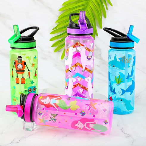 Home Tune Kids Water Drinking Bottle 2 Pack - 23oz, BPA Free, Leak-Proof, Cute Design for Girls & Boys