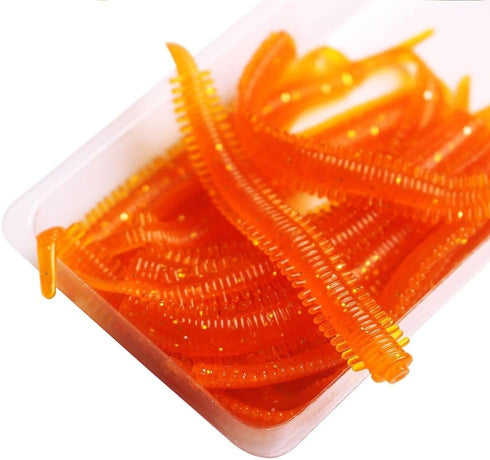Generic 10Pcs 8Cm 6 Simulation Sand Silkworm Fishing Lures, Soft TPR Sea Earthworm Baits With Shrimp Scent, Stretchable