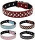 Rhinestones Dog Collar, Adjustable Sparkly Crystal Studded Genuine Leather for Small and Medium Dogs (S, Brown)