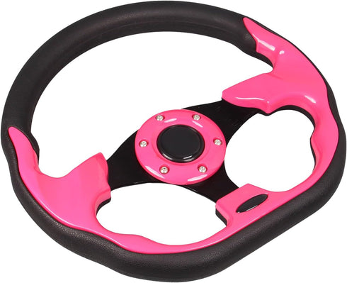Pink Golf Cart Steering Wheel Universal Fit for Yamaha EZGO RXV & TXT, Club Car DS, Precedent Tempo