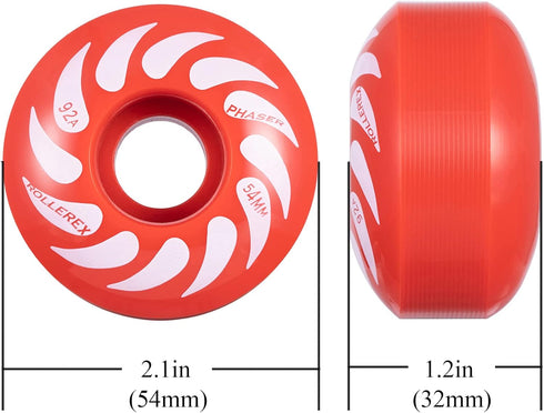 Phaser 92A 54mm Skateboard Wheels with Optional Bearings, Spacers, Washers