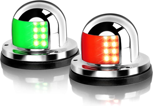 Obcursco Boat Navigation Lights, LED Red and Green Deck Mount Lights for