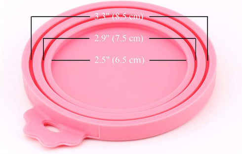 Food Can Covers | 3 Pack Silicone Lids & 1 Can Spoon | Fits Most Standard Size Canned Dog Cat Food