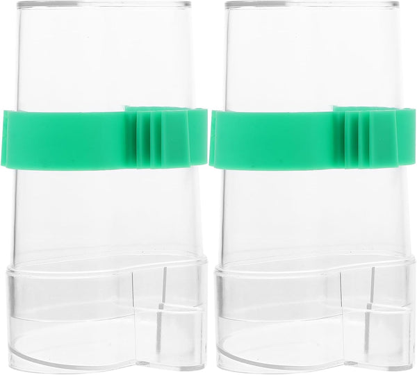 POPETPOP 2Pcs Automatic Bird Water Feeder, Transparent Plastic Water Dispenser for Parakeet Cockatiel Lovebird
