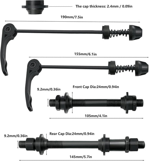 Free-fly MTB Quick Release Bicycle Hub, 1 Pair, Road Mountain Bike Front & Rear Axle Hollow Shaft Set with Standard