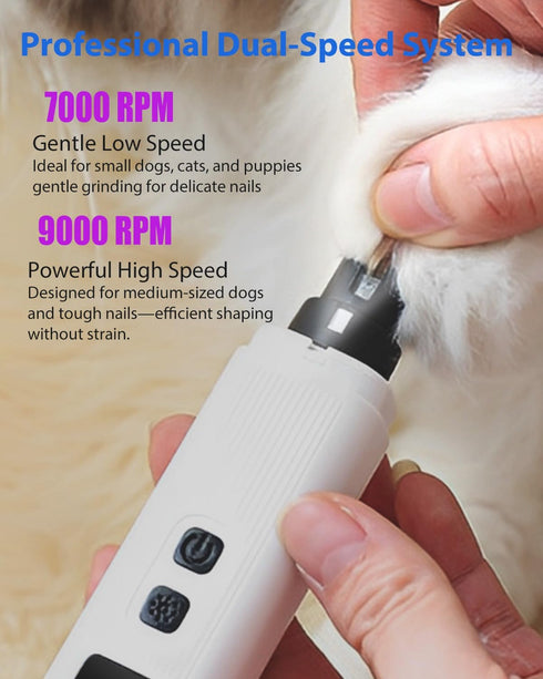2 2 30dB Electric Dog Nail Grinder with Level LED Lights, Speed Super Quiet and Low Vibration Turbo Charge Pet Nail