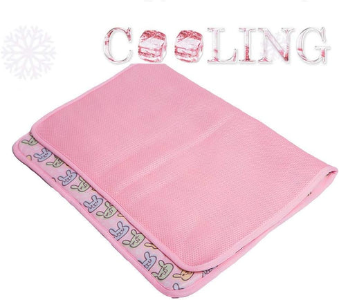 SEIS Dog Ice Pad, Ice Silk Cats Kennel Mat, Pet Cooling Pad Summer Cool Bamboo Mat (Pink, S)