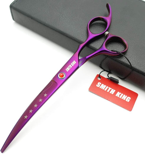 7.0in Professional Pet Grooming Scissors Set, 4pcs Straight & Thinning & Curved Scissors for Dog Grooming (Violet)
