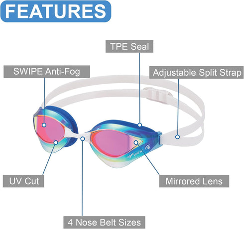 View Swimming Gear V-230ASA Orca Swipe Blade Racing Swim Goggles