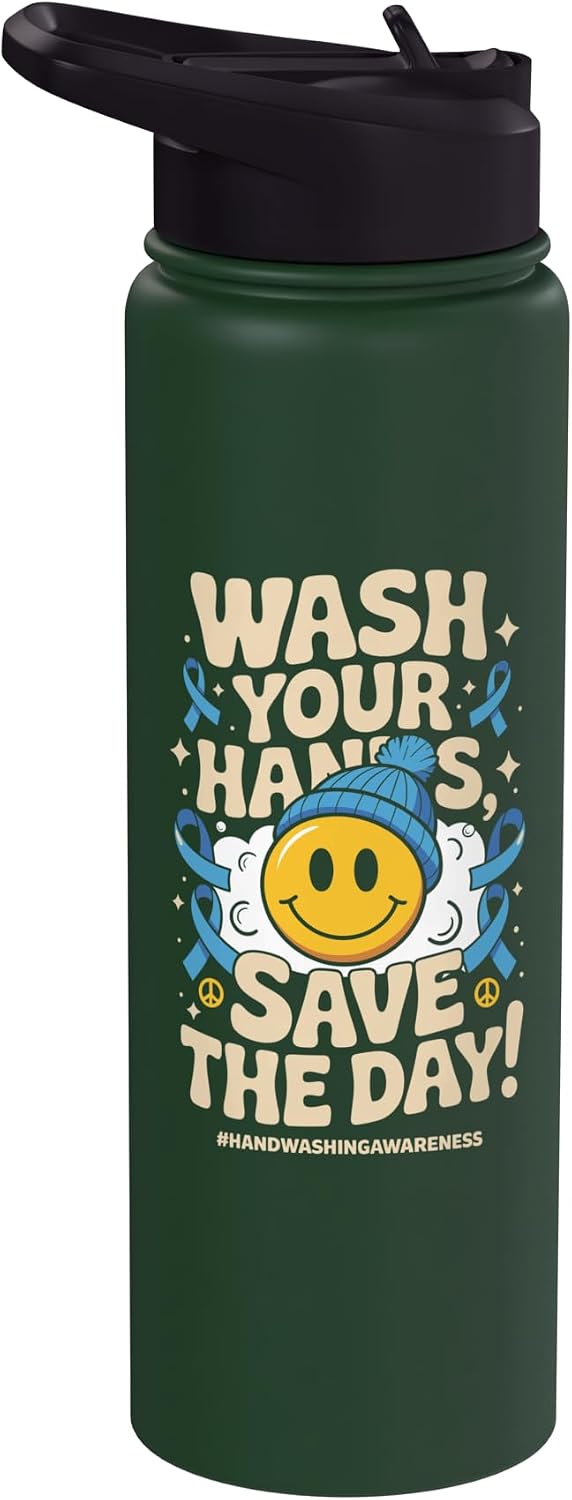 Funny germophobia gifts germophobe Hand Sanitizer Wash Your Hands Save The Day - Hand Washing Awareness Stainless Steel