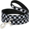 Buckle-Down Dog Leash, Diagonal Buffalo Plaid Black White, 4 Feet Long, 1/2" Wide