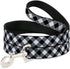 Buckle-Down Dog Leash, Diagonal Buffalo Plaid Black White, 4 Feet Long, 1/2" Wide
