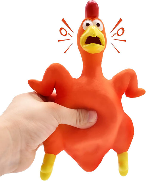 Rubber Chicken Dog Toy, 3 Pack Latex Squeaking Chicken Toys, Funny Interactive Fetch Toy for Small Medium Large Dogs