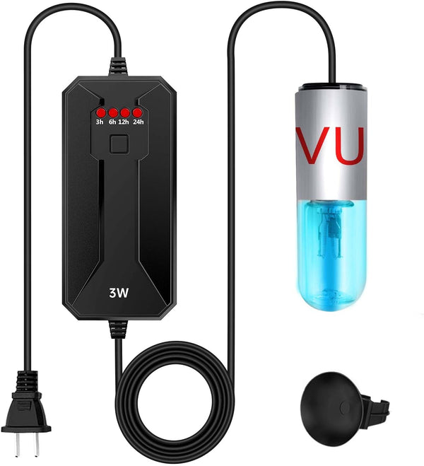 Mini 3W Aquarium Clean Light with Timer, Algae Removal LED Light for Fish Tank and Pond