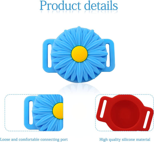 FuninCrea Sunflower Pet Apple AirTag Case for Collar, Durable Silicone Holder for Dogs and Cats