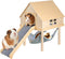 LUCKYBOPAN Guinea Pig Hideout- Wooden Guinea Pig Toys with Stairs and Mat &