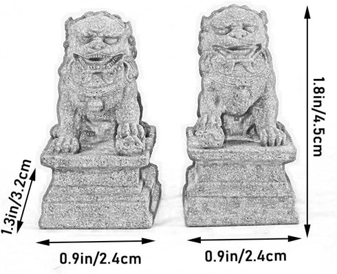 Asian Fu Foo Dogs Statues, Mini Guardian Lion Figurine Sandstone Pets for Fish Tank Aquarium Landscape Ornaments