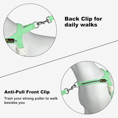 Plutus Pet Cotton Dog Harness and Leash Set, Reflective Soft Padded Quick Fit Vest Harness for Small Medium Large Dogs,