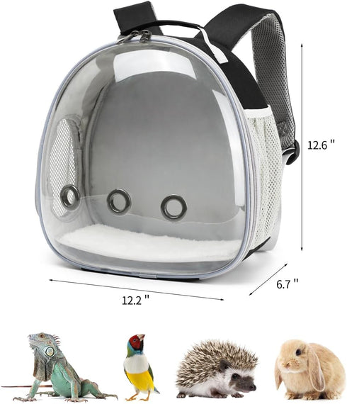 Small Animal Carrier Backpack - Space Capsule Bubble Window Carrier for Lizard & Guinea Pig (Black)
