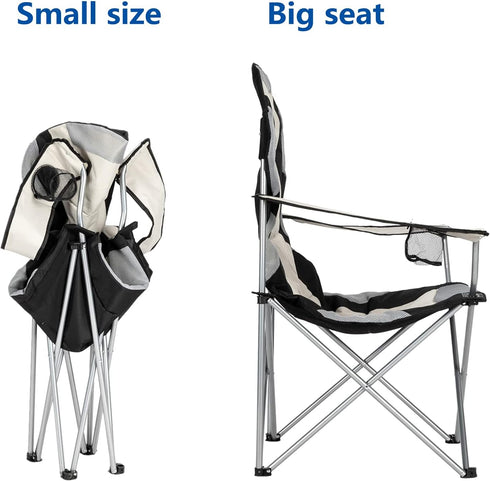 Homgrace Camping Chair, Full Back Chair for Outdoor, Simple Folding Chair with Cup Holder, Carry Bag Included (M Size