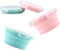 Luter 2 Pieces Collapsible Dog Bowls, Silicone Food Water Travel Bowl with Lids, Portable Pet Feeding Cup 350ml (Pink &
