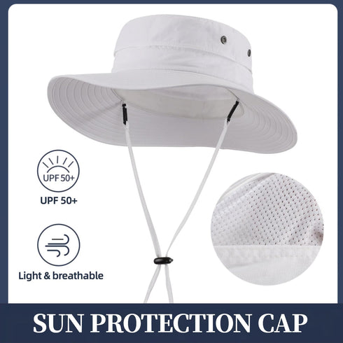 Home Prefer UPF50+ Mens Sun Hat, Wide Brim Fishing Hat for Sun Protection, Bucket Hat for Beach Gardening Golf
