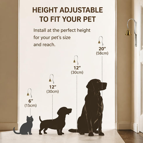 Communication GoldTiger Fixed Metal Dog Doorbell for Potty Training - Heavy Duty Steel Wall Mounted Dog Bell for Door