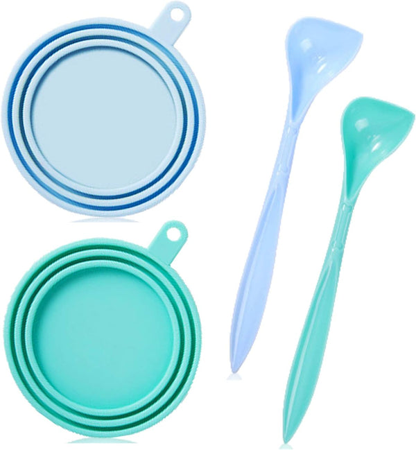 WAFJAMF Silicone Pet Can Covers, Dog Cat Food Can Lids and Spoons, Universal BPA Free, 2 Pack