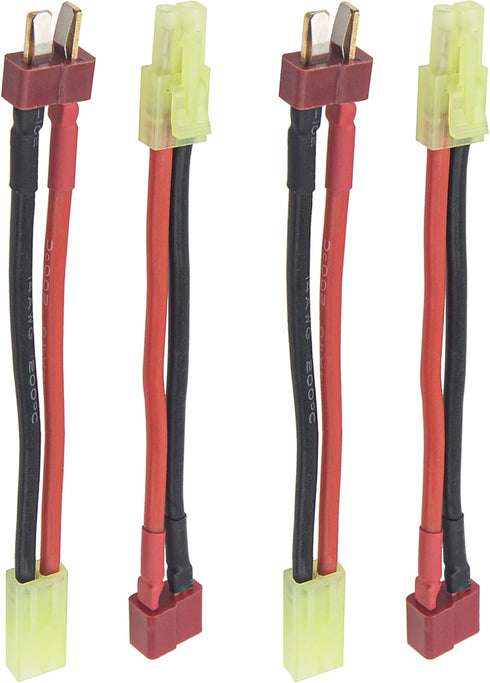 for Airsoft Only,2Pairs Vgoohobby 3.93" Adapter Compatible with Mini Tamiya Style Connector to Deans T Plug Male Female 16AWG Silicone Cable Wire Adapter for Airsoft Battery Pack Only
