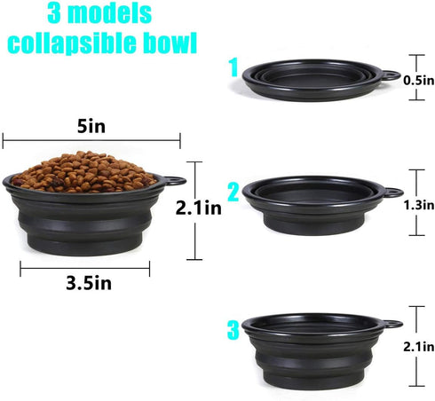 Collapsible Dog Bowl, 2 Pack Portable and Foldable Pet Travel Bowls - Collapsible Water Feeding Bowls for Dogs, Cats,