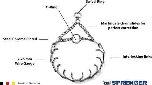 Herm Sprenger Ultra-Plus Prong Dog Training Collar - Chrome Plated Steel, Anti Pull for Dogs, Made in Germany, 2.25mm x