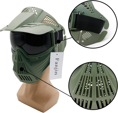 Paintball Mask, Tactical Full Face Gear with Goggles for Outdoor Activities