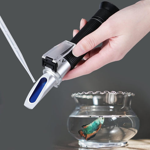 Water Salinity Refractometer, LEERCHUANG Dual Scales Hydrometer: Specific Gravity 1.000-1.070 & ppt 0-100 (1‰ = 1ppt = 1000 ppm), Handheld Seawater Tester for Aquarium, Marine Fish-Keeping, Pool Tank