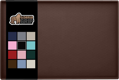 Gorilla Grip 100% Waterproof Raised Edge Silicone Pet Feeding Mat, Dog Cat Food Mat, 16x10, Brown