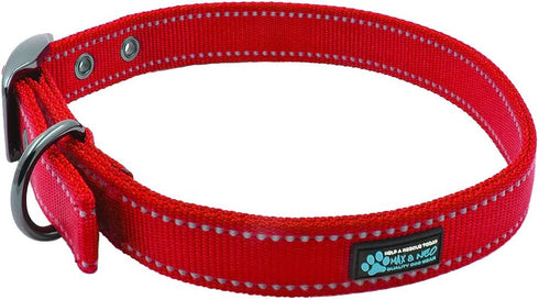 Max and Neo MAX Reflective Metal Buckle Dog Collar - We Donate a Collar to a Dog Rescue for Every Collar Sold (LARGE, RED)