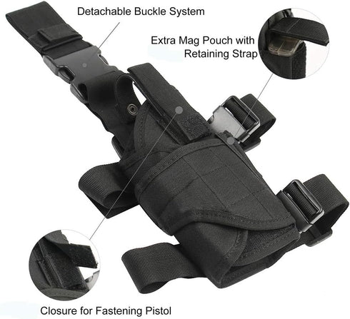 Right Handed Tactical Drop Leg Holster, Pistol Gun Holster Leg Harness