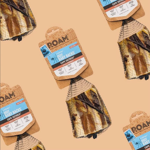 ROAM Pet Treats Ossy Baby Back Rib – Ostrich Dog Chew Contains 4 Chews for Dogs (Pack of 2)