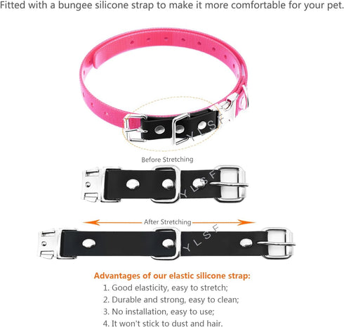 Quick Snap Bungee Dog Collar Strap with D Ring for Electronic Training Shock Collar, Adjustable Waterproof TPU