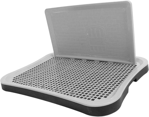 Brrnoo Dog Potty Tray, Portable Dog Training Toilet with Wall Column, Removable Mesh Training Potty for Small, Medium