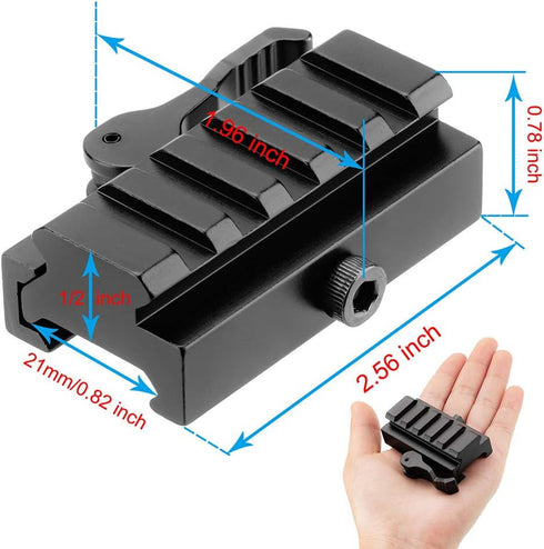 Low Profile Picatinny Riser Mount, Rail Riser Mounts Adaptor with QD Lever Lock Quick Release & 5 Slots for Scope Rings