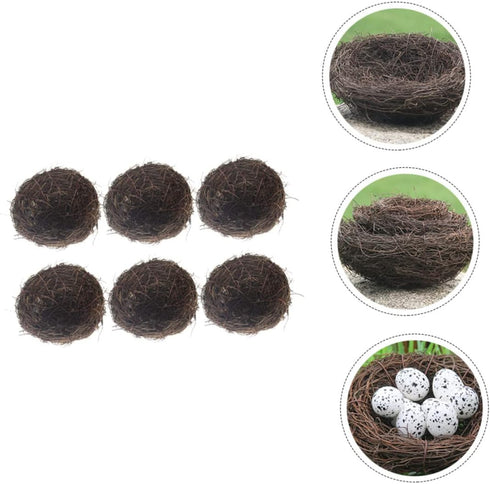 12pcs Country Alipis Style Rattan Bird Nest Decor Lifelike Artificial Nesting for Home Table Garden Decoration