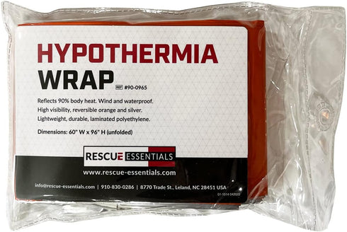 Rescue Essentials Hypothermia Wrap Blanket, Oversized 60" x 96", Mylar/Lightweight Polyethylene Fabric