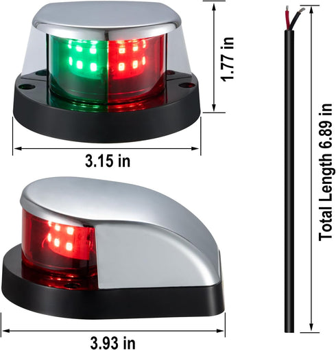 Bi-Color Bow Navigation Light for Small Boats, Yachts, and Skiffs