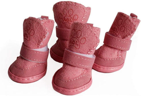 payanwin Anti-Slip Dog Boots Paw Protector, Winter Warm Skidproof Sneakers for Small Dogs (#1, Pink)